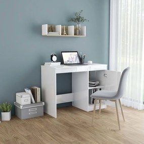 vidaXL Γραφείο Γυαλιστερό Λευκό 100 x 50 x 76 εκ. από Επεξ. Ξύλο