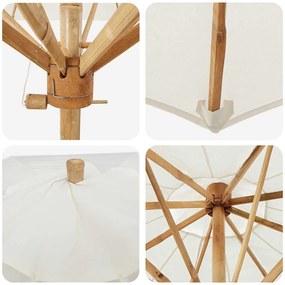 vidaXL Ομπρέλα Κήπου Κρεμ λευκό 240 x 240 x 260 εκ. Μπαμπού