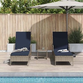 vidaXL Ξαπλώστρα 3 pcs Γκρι και Navy Blue 200 x 55 x 92 εκ.