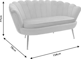 Καναπές 2θέσιος Daimon pakoworld βελούδο γκρι 134x70x77εκ