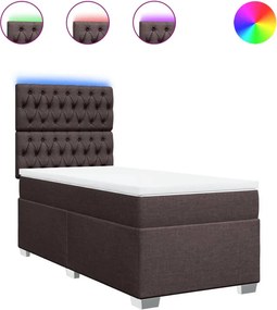 vidaXL Κρεβάτι Boxspring με Στρώμα Σκούρο Καφέ 80x200 εκ. Υφασμάτινο