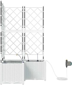 vidaXL Γλάστρα Κήπου 3 τμχ. Λευκό 80 x 80 x 142 cm PP