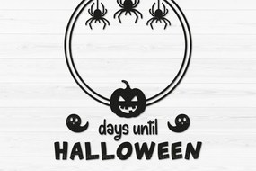 Σετ των 2 Intra απο ξύλο plywood  Χρώμα wenge 3mm-4mm πάχος - Σήμα αντίστροφης μέτρησης για το Halloween Δίασταση 15x15 cm INTRAFABR-17406789