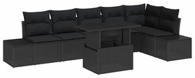vidaXL Σετ Καναπέ Κήπου με μαξιλάρι 7 pcs Μαύρο 100 x 55 x 73 εκ