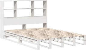vidaXL Κρεβάτι Βιβλιοθήκη Χωρίς Στρώμα Λευκό 120x200 εκ Μασίφ Πεύκο
