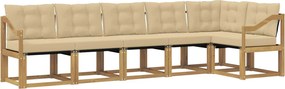 vidaXL Σειρά Καναπέ Εξωτερικού με μαξιλάρι 6 pcs Λευκό και Μπεζ
