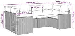 vidaXL Σετ Καναπέ Κήπου 6 τεμ. Μπεζ Συνθετικό Ρατάν με Μαξιλάρια