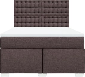 vidaXL Κρεβάτι Boxspring με Στρώμα Σκούρο Καφέ 140x200 εκ Υφασμάτινο