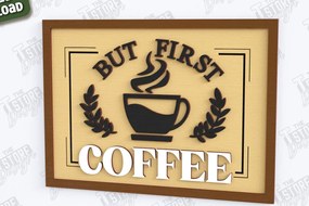 Intra απο ξύλο plywood 3mm-4mm πάχος - Coffee Wall Sign Laser Cut |Coffee House Δίασταση 30x20 cm INTRAFABR-123431473