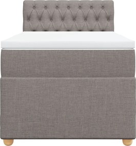 vidaXL Κρεβάτι Boxspring με Στρώμα Taupe 90x200 εκ. Υφασμάτινο