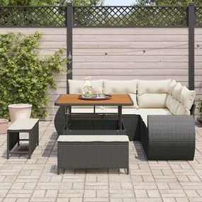 vidaXL Σετ Καναπέ Κήπου 8 pcs Μαύρο συνθετικό ρατάν