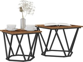 vidaXL Σετ βοηθητικά τραπεζάκια 2 pcs ανακυκλωμένο ξύλο