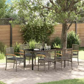 vidaXL Σέτ φαγητού για κήπο 7 pcs Γκρι συνθετικό ρατάν