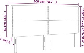 vidaXL Κεφαλάρι Κρεβατιού LED Γκρι 200x5x118/128 εκ