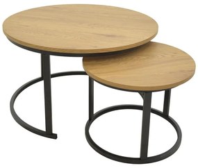 Τραπεζάκι Σαλονιού Revelon σετ 2 τεμ MDF σε Oak χρώμα 80x80x45εκ. 80x80x45 εκ.