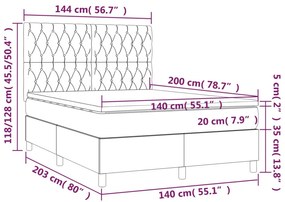 vidaXL Κρεβάτι Boxspring με Στρώμα Σκούρο Καφέ 140x200 εκ Υφασμάτινο