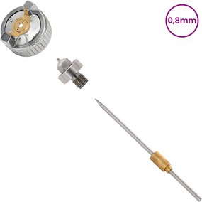 vidaXL Μύτη Ψεκαστήρα HVLP Μύτη 0,8 mm Ασημί Ανοξείδωτο Ατσάλι