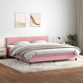 vidaXL Κρεβάτι Boxspring με Στρώμα Ροζ 180x210 εκ. Βελούδινο