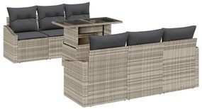 vidaXL Σετ Καναπέ Κήπου με αποθήκευση 7 pcs Ανοιχτό γκρι Πολυ ράταν