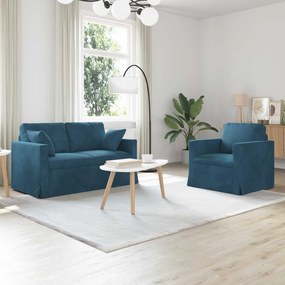 vidaXL Σετ Καναπέ 2 pcs Μπλε 138 x 78 x 80 εκ Βελούδο