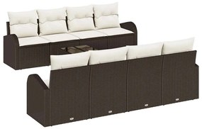 vidaXL Σετ Καναπέ Κήπου με μαξιλάρι 9 pcs Καφέ, Κρέμα 55 x 55 x 37 εκ