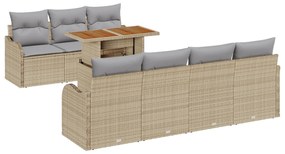 vidaXL Σετ Καναπέ 8 Τεμαχίων με Μαξιλάρια Μπεζ Πολυ Ρατάν