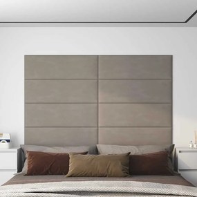 vidaXL Πάνελ Τοίχου 12 τεμ. Ανοιχτό γκρι 90 x 30 εκ. 3,24 μ² Βελούδο