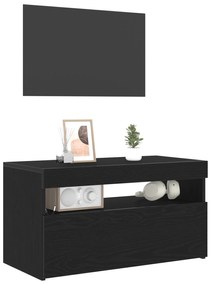 vidaXL Ντουλάπι τηλεόρασης με LED Φώτα Μαύρη Δρυς 75x35x40 εκ. Επεξεργασμένο ξύλο