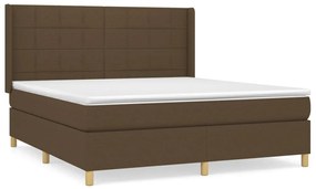 vidaXL Κρεβάτι Boxspring με Στρώμα Σκούρο Καφέ 180x200 εκ Υφασμάτινο