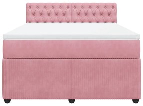 vidaXL Κρεβάτι Boxspring με Στρώμα Ροζ 140x190 εκ. Βελούδινο