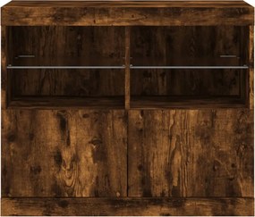 vidaXL Μπουφές με LED Καπνιστή Δρυς 81 x 37 x 67 εκ.