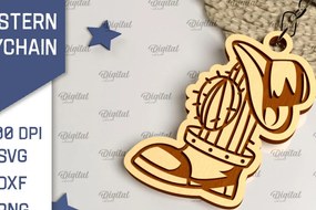 Intra απο ξύλο plywood  Χρώμα wenge 3mm-4mm πάχος - Cowboy Western Keychain Δίασταση 4x4 cm INTRAFABR-123041769