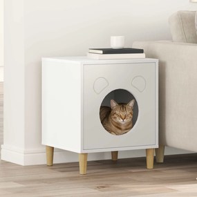 vidaXL Σπίτι Γάτας Λευκό 42,5 x 40 x 53 εκ Επεξεργασμένο ξύλο