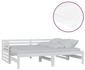 vidaXL Καναπές Κρεβάτι Συρόμενος Λευκός 2x(90x200) εκ. Ξύλο Πεύκου
