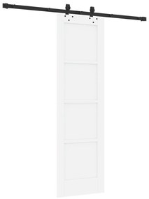 vidaXL Συρόμενη Πόρτα με Σετ Εξαρτημάτων Λευκή 61x198.5 εκ. Συμπαγές Ξύλο Πεύκου