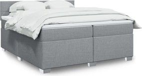 vidaXL Κρεβάτι Boxspring με Στρώμα Ανοιχτό Γκρι 200x200 εκ. Υφασμάτινο