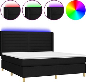 vidaXL Κρεβάτι Boxspring με Στρώμα &amp; LED Μαύρο 160x200 εκ. Υφασμάτινο