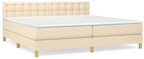 vidaXL Κρεβάτι Boxspring με Στρώμα Κρεμ 200x200 εκ. Υφασμάτινο