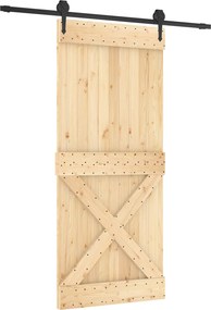 vidaXL Συρόμενη Πόρτα Φυσικό και Μαύρο 90 x 210 cm