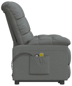 vidaXL Πολυθρόνα Μασάζ με Ανύψωση Σκούρο Γκρι Υφασμάτινη