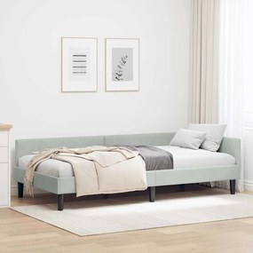 vidaXL Πλαϊνό Κρεβάτι με κεφαλάρι Ανοιχτό γκρι 90 x 200 cm