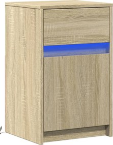 vidaXL Κομοδίνο με Φώτα LED Sonoma Δρυς Επεξεργασμένο Ξύλο