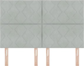 vidaXL LED κεφαλάρι Ανοιχτό γκρι 144 cm Βελούδο