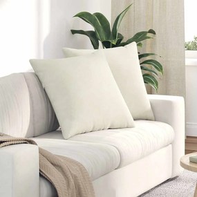 vidaXL Μαξιλάρι Καναπέ 2 τμχ. Βελούδο Κρεμ 80 x 80 cm
