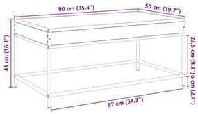 Τραπεζάκι Σαλονιού Άπειρο Φως LED Καφέ Δρυς 90x50x41 εκ. - Καφέ