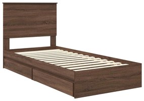 vidaXL Κρεβάτι Αποθήκης Καφέ δρυς 90 x 200 cm Επεξεργασμένο ξύλο