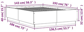 Πλαίσιο Κρεβατιού Γκρι Sonoma 140x190 εκ. Επεξεργασμένο Ξύλο - Γκρι