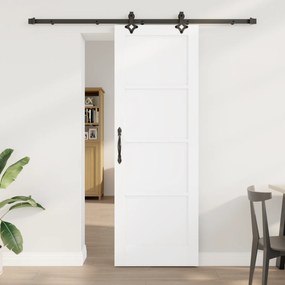 vidaXL Συρόμενη Πόρτα  με Σετ Χαρκείας Λευκή 73.5x211 εκ. Σταθερό Ξύλο Πεύκο