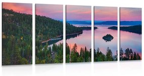 Λίμνη με εικόνα 5 μερών στο ηλιοβασίλεμα - 200x100