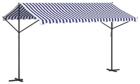 vidaXL Τέντα Μεταφερ. με Βραχίονες Μπλε/Λευκή 400x300 εκ Ύφασμα/Ατσάλι